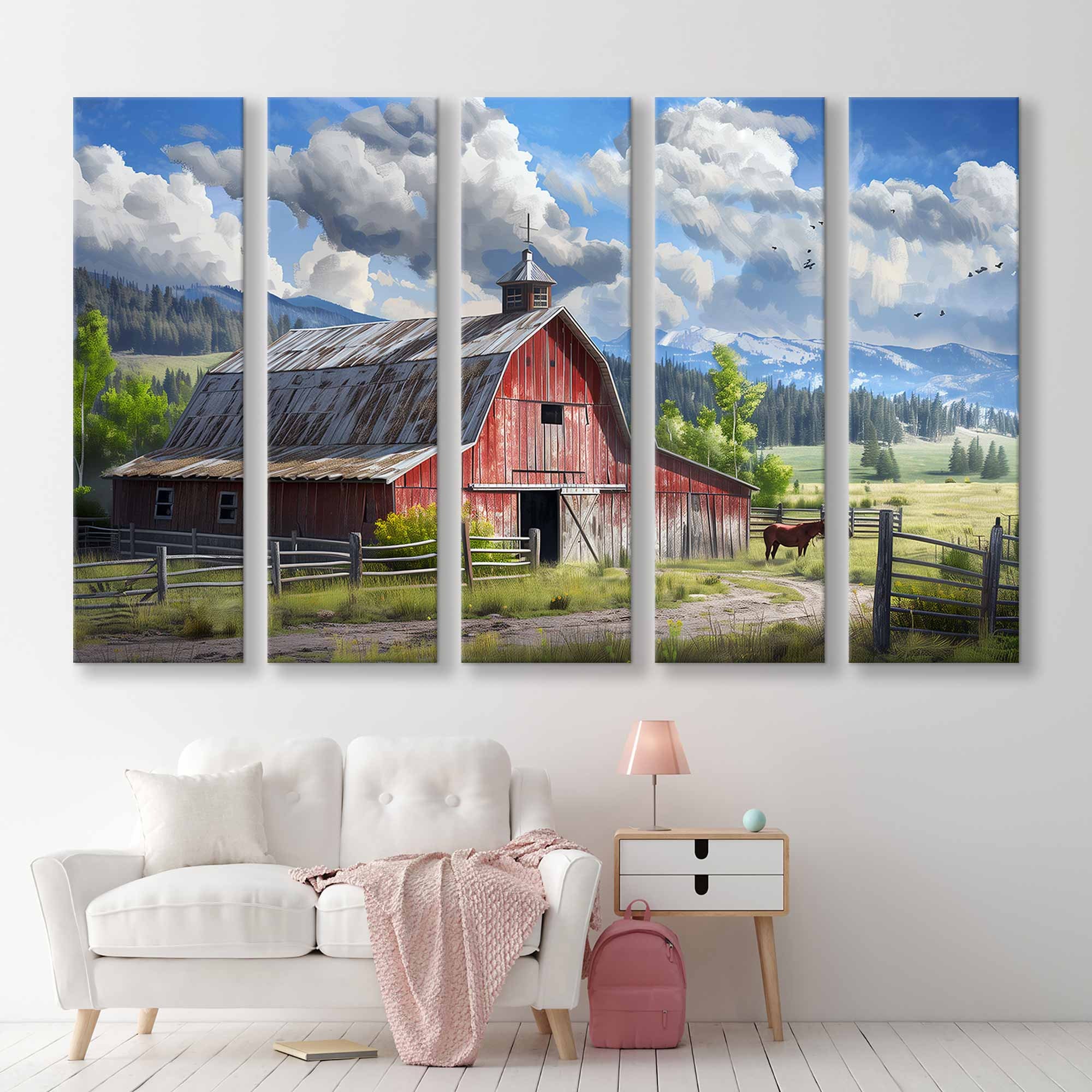 Rustic Farmhouse Canvas Print - Reproduction of Old Barn Painting ...