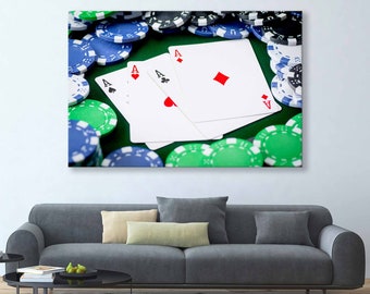 4 Aces Canvas Print - Unique Poker Wall Art, Perfect Gift for Him