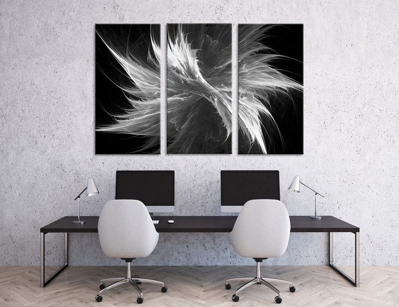 Black and White Fantasy Wall Art Abstract Canvas Abstract Etsy