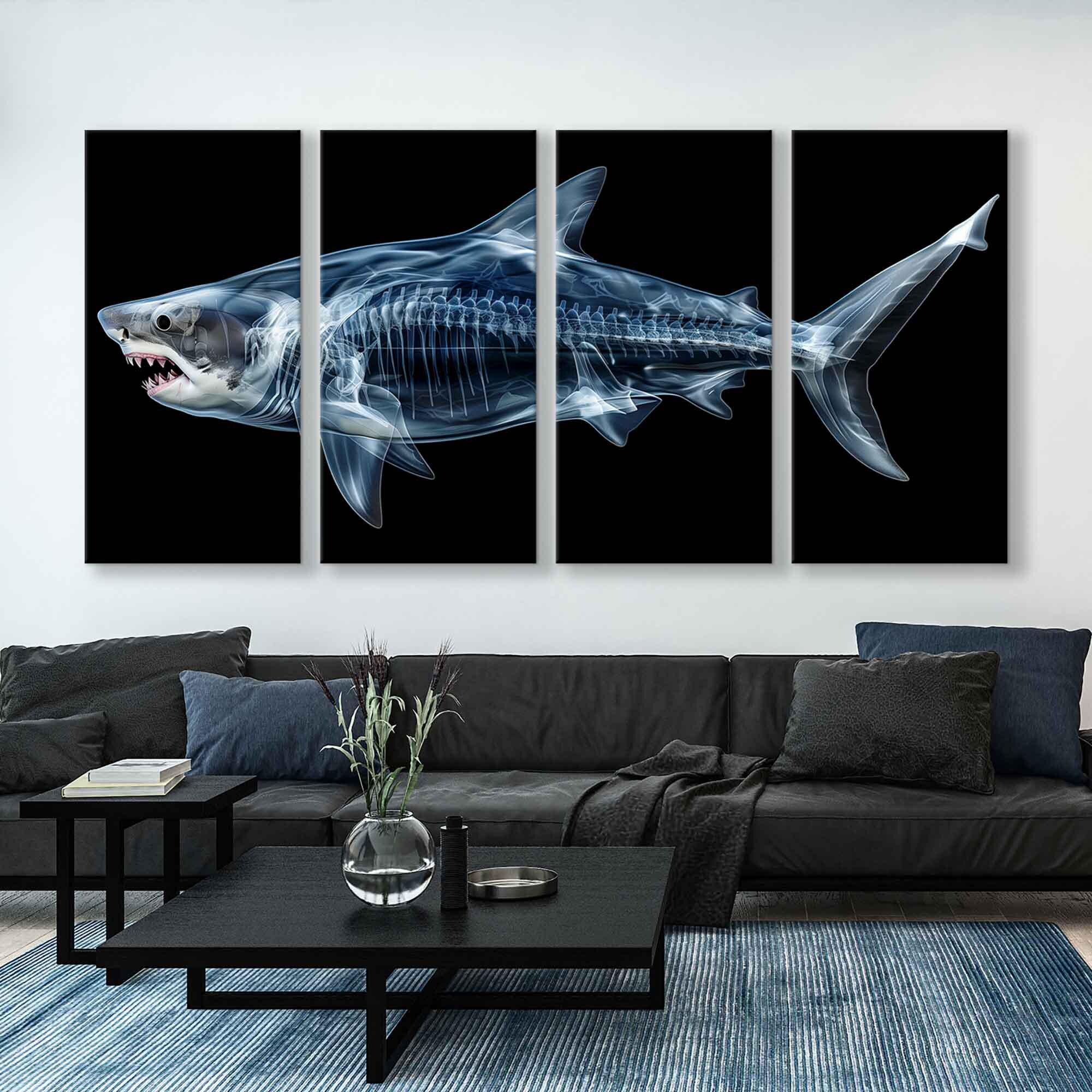 絶妙なX線アートワーク：サメの骨格構造、芸術的なプレミアム