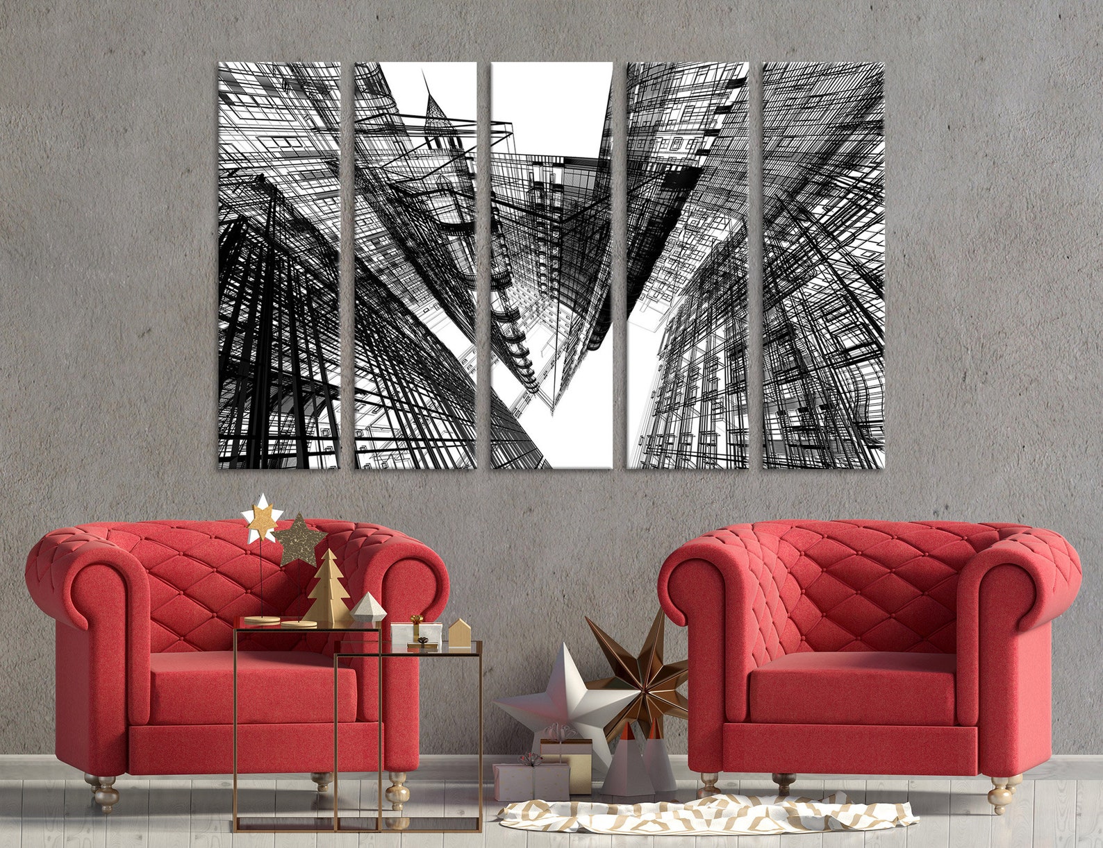 Abstract City Wall Art Canvas Prints Abstract Wall Decor Etsy