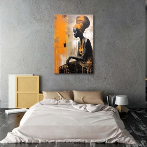 Impressão em tela de garota africana, arte em tela, decoração de parede étnica AI