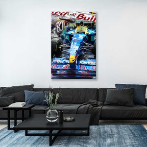 Formula 1 Canvas Print - Racing Bolide Vertical Wall Art - Large Abstract Wall Decor
