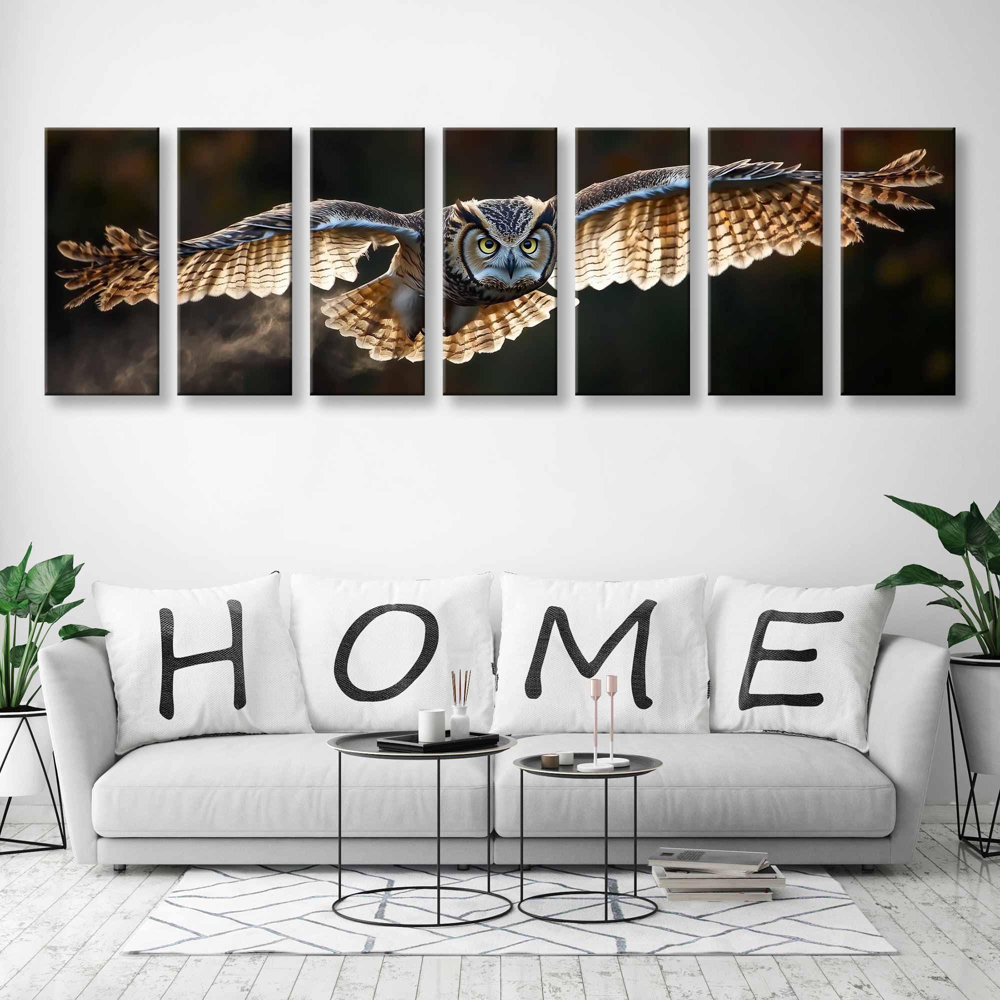 Owl Closeup Flying Canvas Print - Ornithology Wall Decor - Natural ...