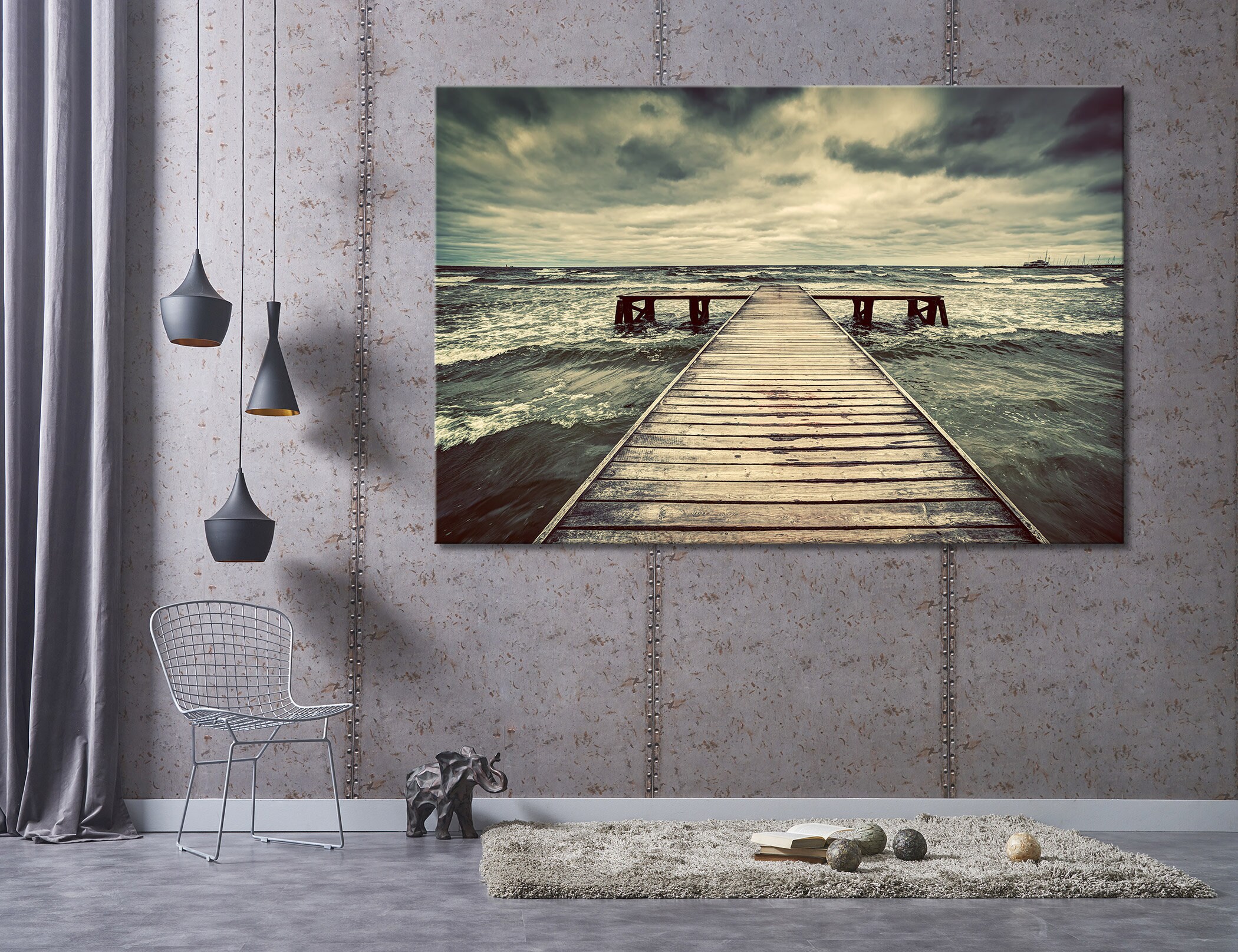 Pier Canvas Print Seascape Art Wooden Pier Art Old Pier Wall Etsy
