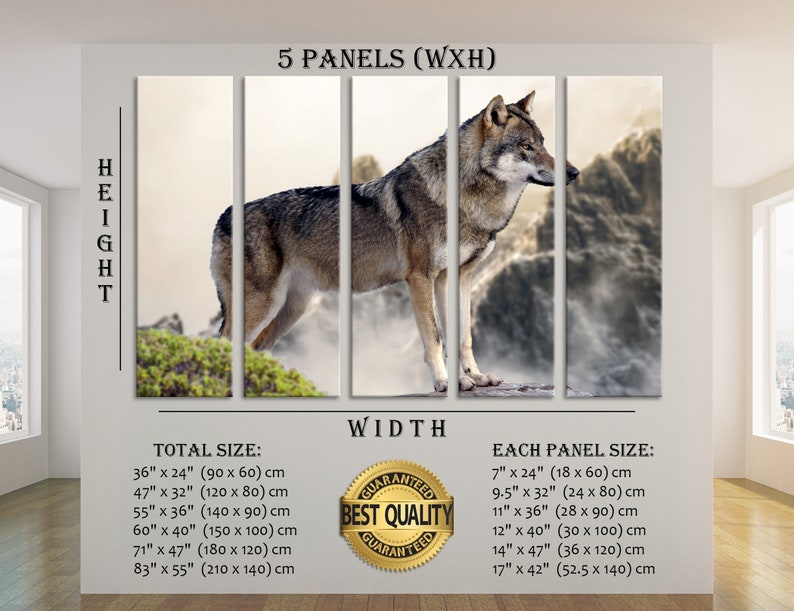 Wolf Wall Art Wolf Wall Decor Extra Large Wall Art Extra Large Wall Decor Large Canvas Art Large Canvas Decor Stretched Canvas Wall Art Set image 6