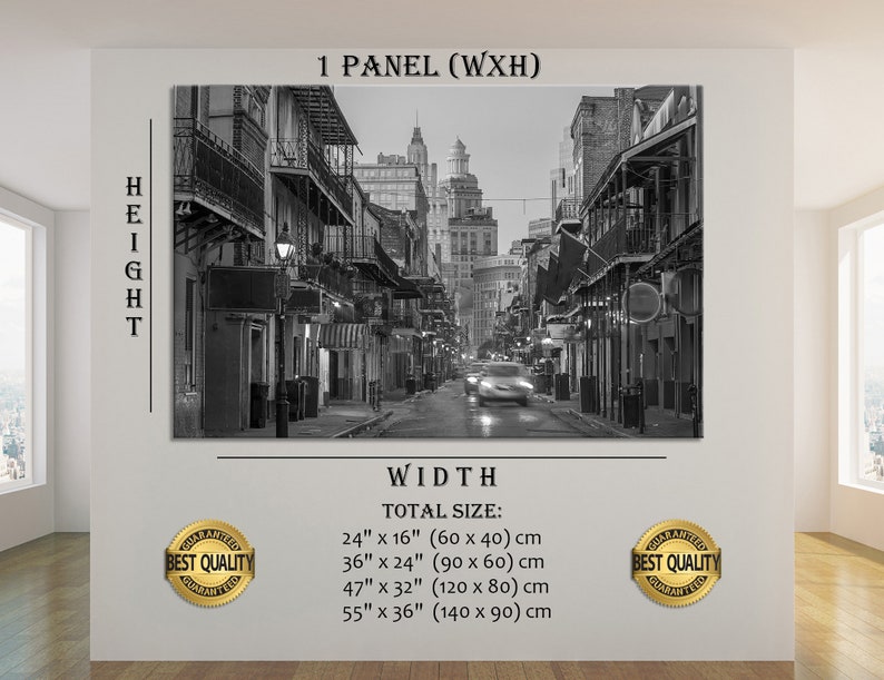 May include: Black and white canvas print of a city street scene with buildings and a road. The print is available in multiple sizes, including 24 x 16 inches, 36 x 24 inches, 47 x 32 inches, and 55 x 36 inches.