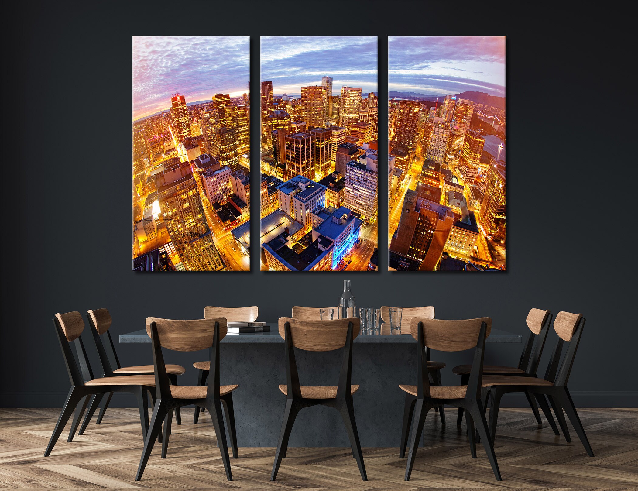 Vancouver Canvas Cityscape Wall Art Vancouver Wall Art Skyline Etsy