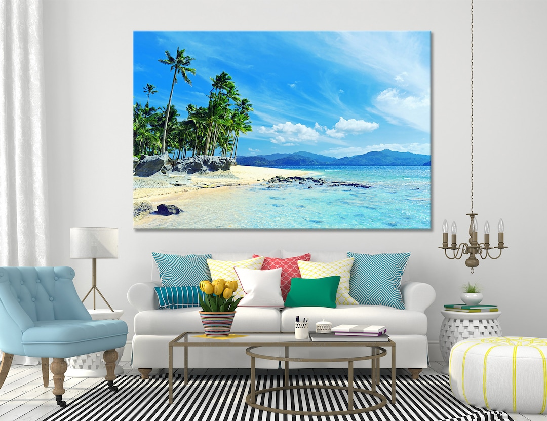 Paradise Beach Sea and Sky Art Relax Paint Beach Wall Art - Etsy