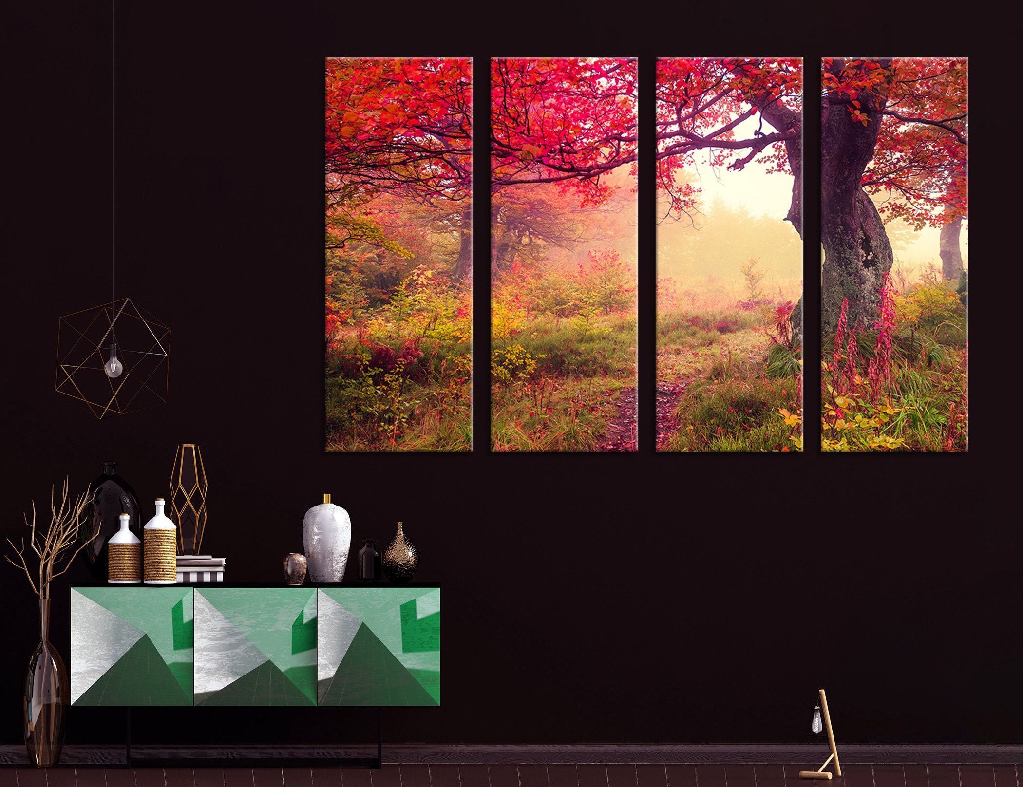 Autumn Trees Wall Art Forest Canvas Print Forest Art Poster | Etsy