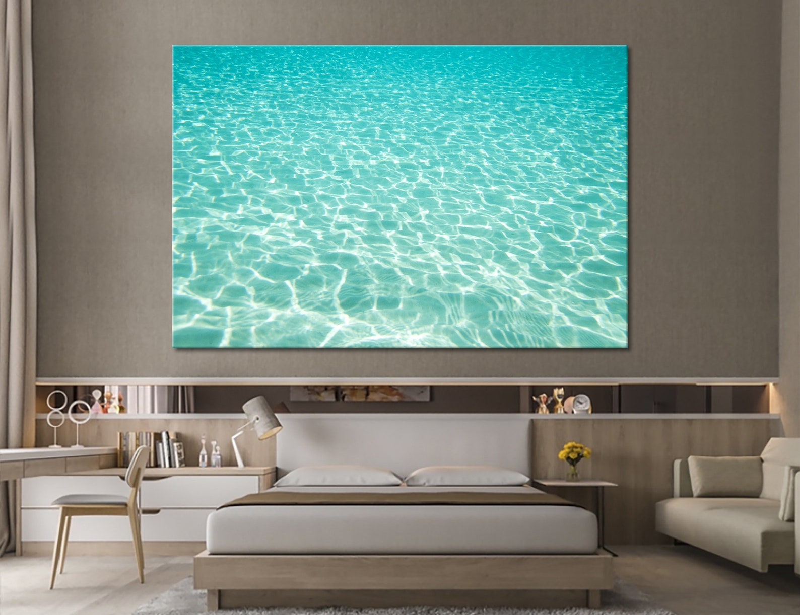 2 Panels Azure Sea Wall Art Water Wall Art Ocean Wall Decor Etsy