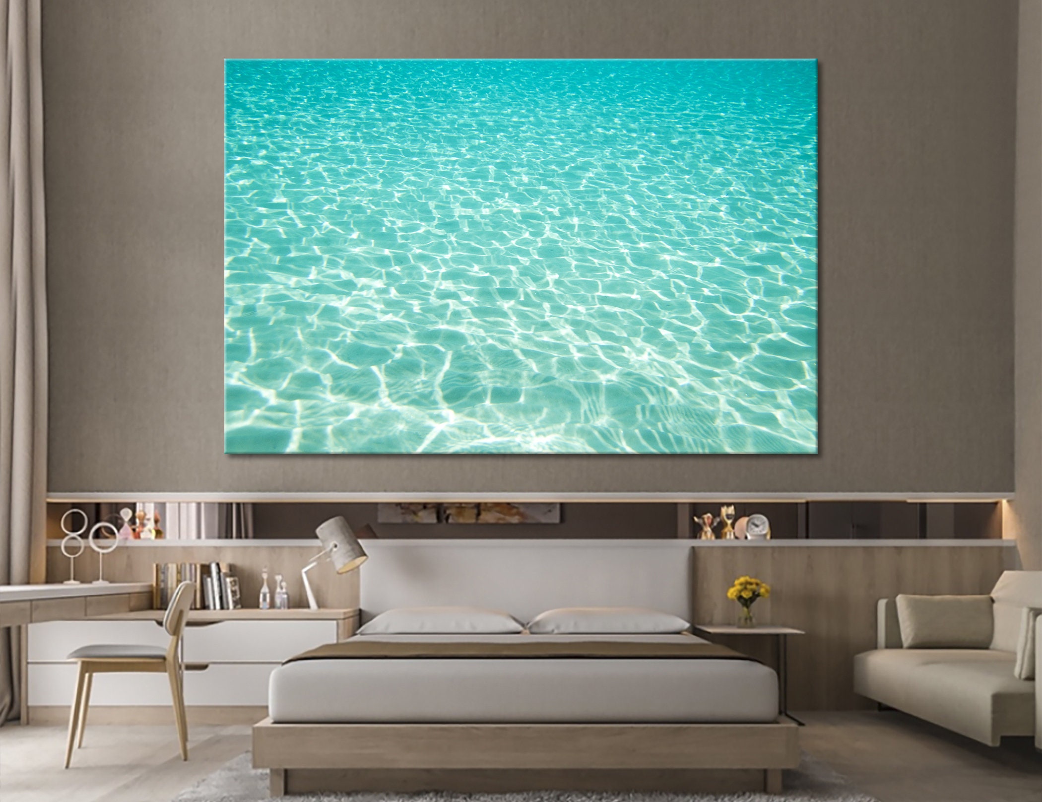 2 Panels Azure Sea Wall Art Water Wall Art Ocean Wall Decor Etsy