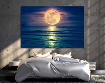 Huge Full Moon Over the Sea Full Moon Wall Art Full Moon Wall Decor Full Moon Canvas Print Full Moon Print Full Moon Poster Full Moon Photo