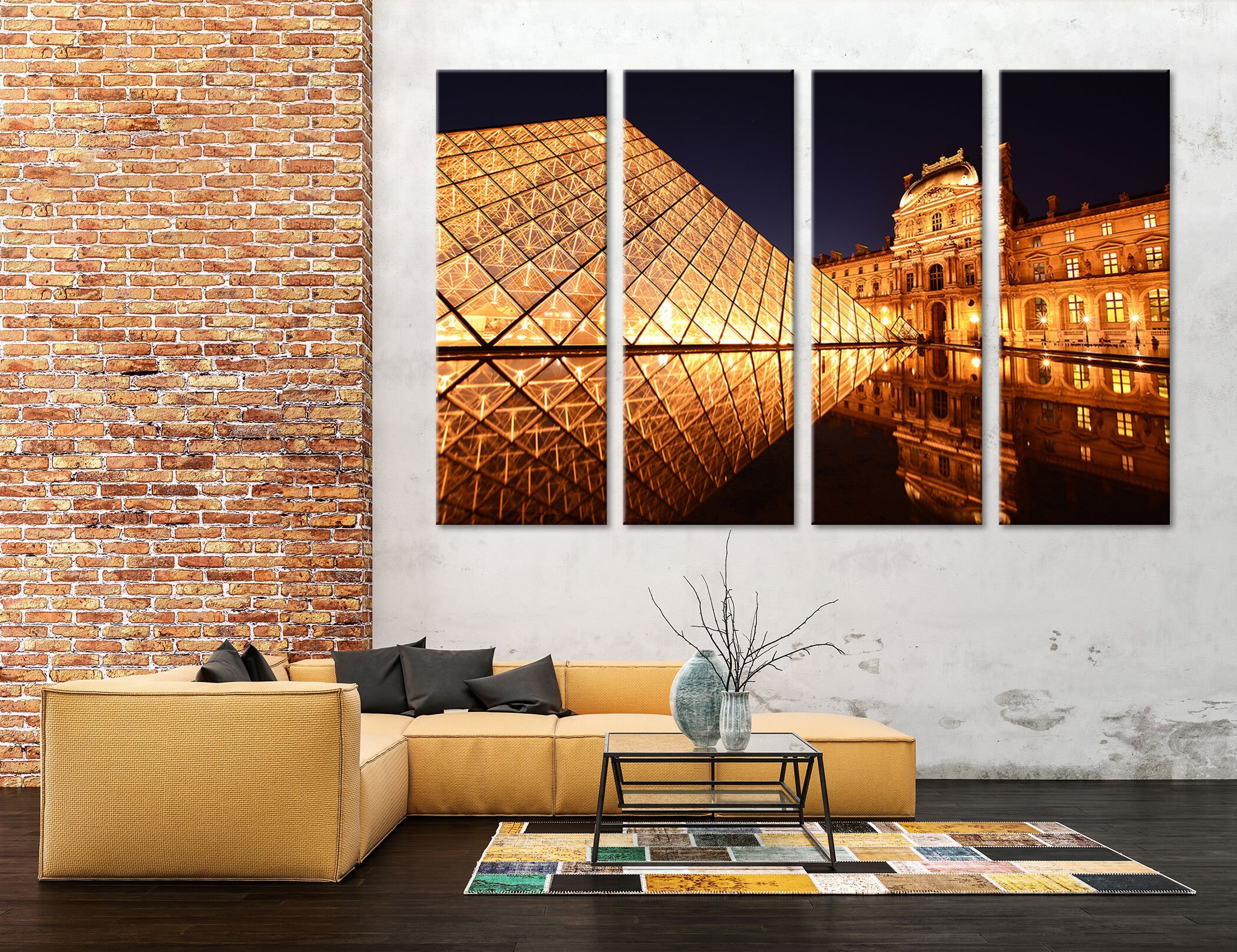 3 Panels Louvre Museum in Paris 5 Panels Louvre France Leather Print ...