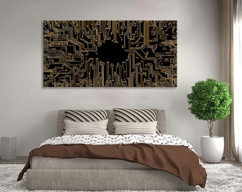 Scheme of Circuit Board Wall Decor, Abstract PCB Wall Art, Computer Techologies Wall Art
