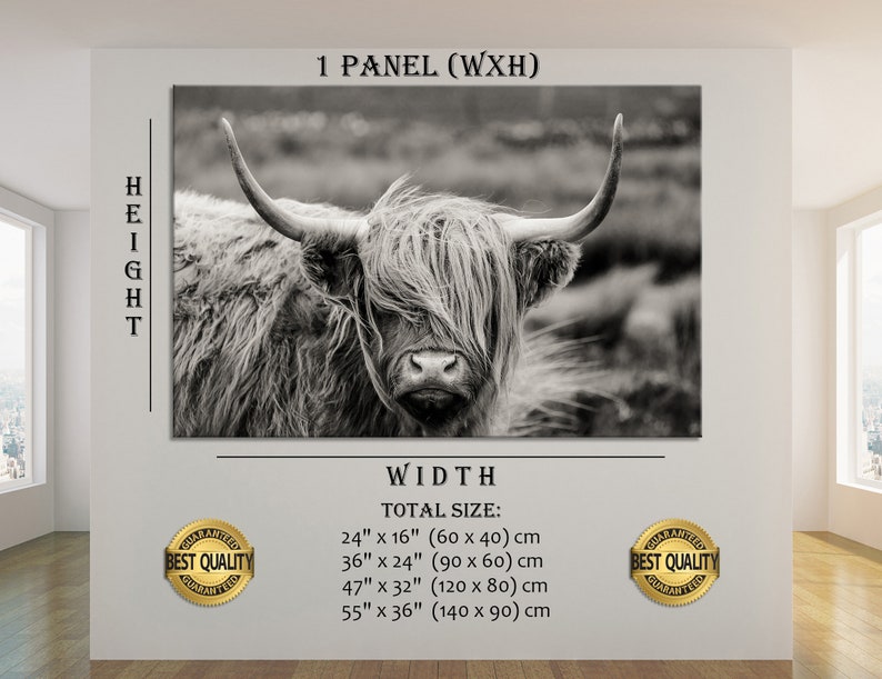 Scottish Highland Cattle Wall Art Cattle Canvas Cattle Wall Etsy