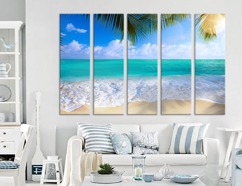 Large Wall Art Canvas Print Tropical Island Beach Ocean Extra Etsy