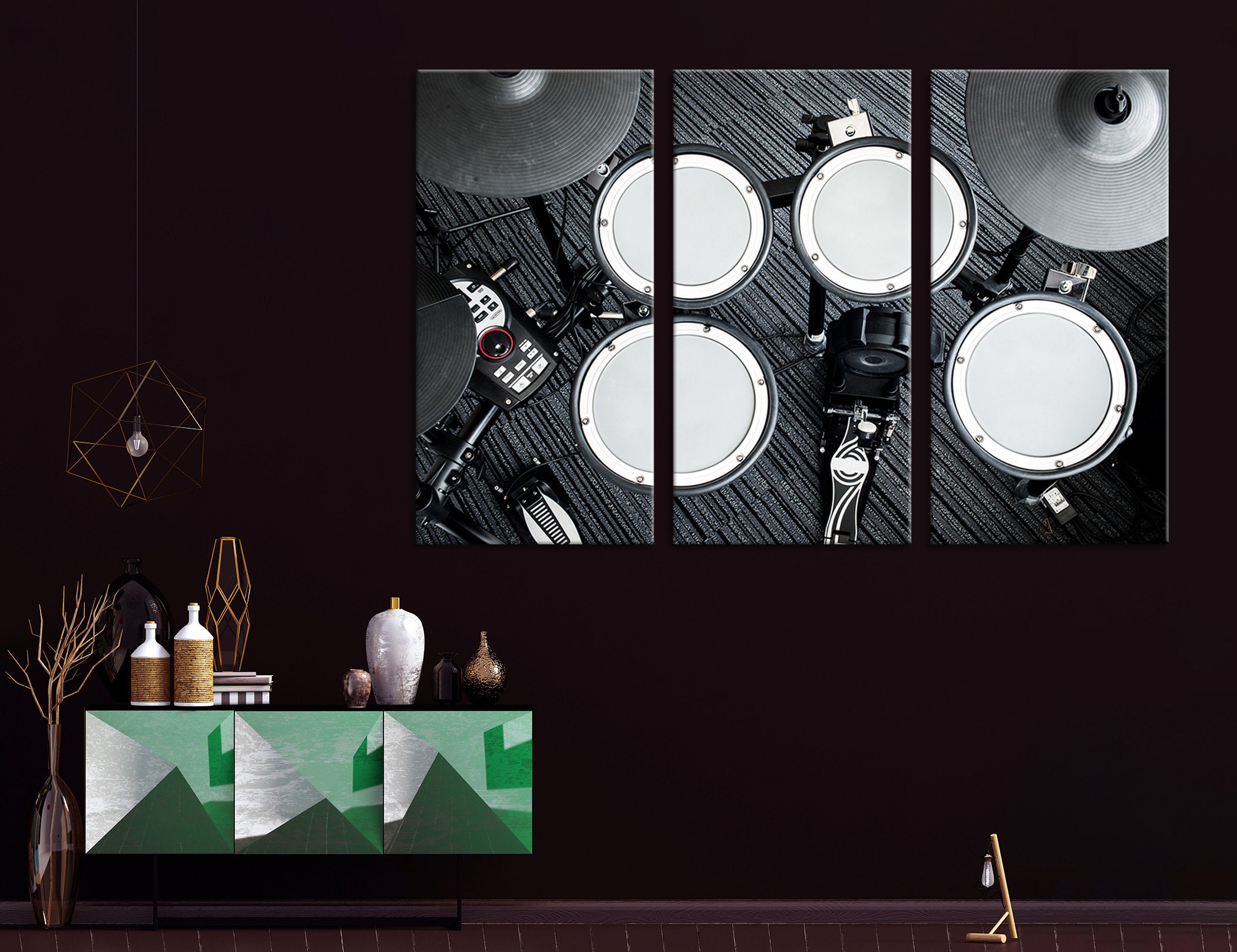 Top View of Electric Drums Wall Art Top View Drums Canvas Wall Etsy