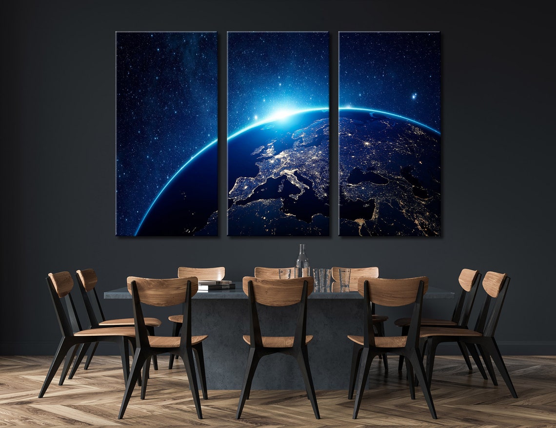 Earth Canvas Earth Poster Earth Prints Wall Art Solar Etsy