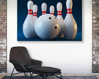 Bowling Wall Decor, Sports Canvas Extra Large Printed Art, Canvas Print Artwork