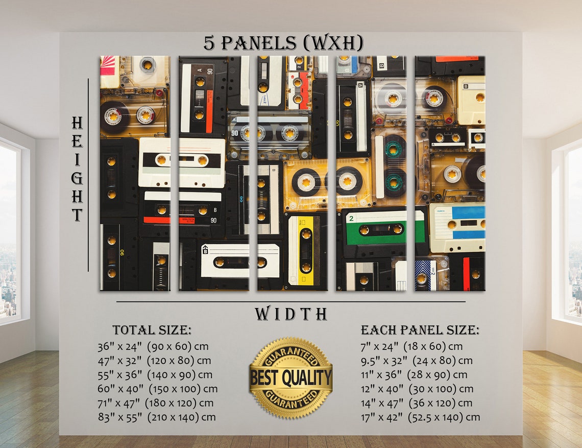 Retro Audio Cassette Tapes Large Canvas Print Retro Wall Art Etsy