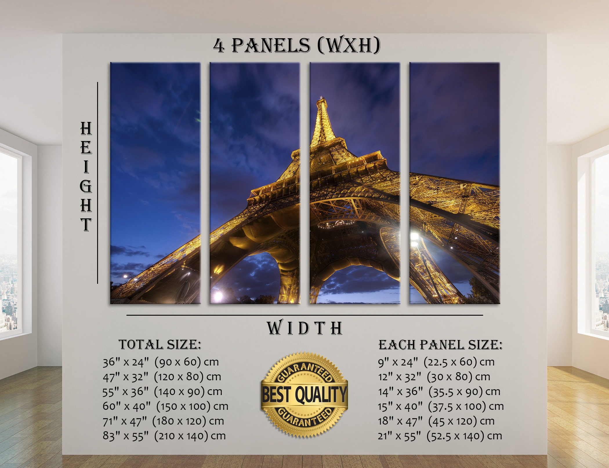 Evening Eiffel Tower Wall Art Evening Eiffel Tower Wall Decor Etsy