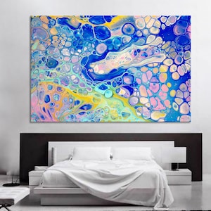 Acrylic Cells Wall Decor Acrylic Abstract Canvas Print Modern Trendy Wall Art Luxury Abstract Painting Extra Large Wall Art Marble Artwork