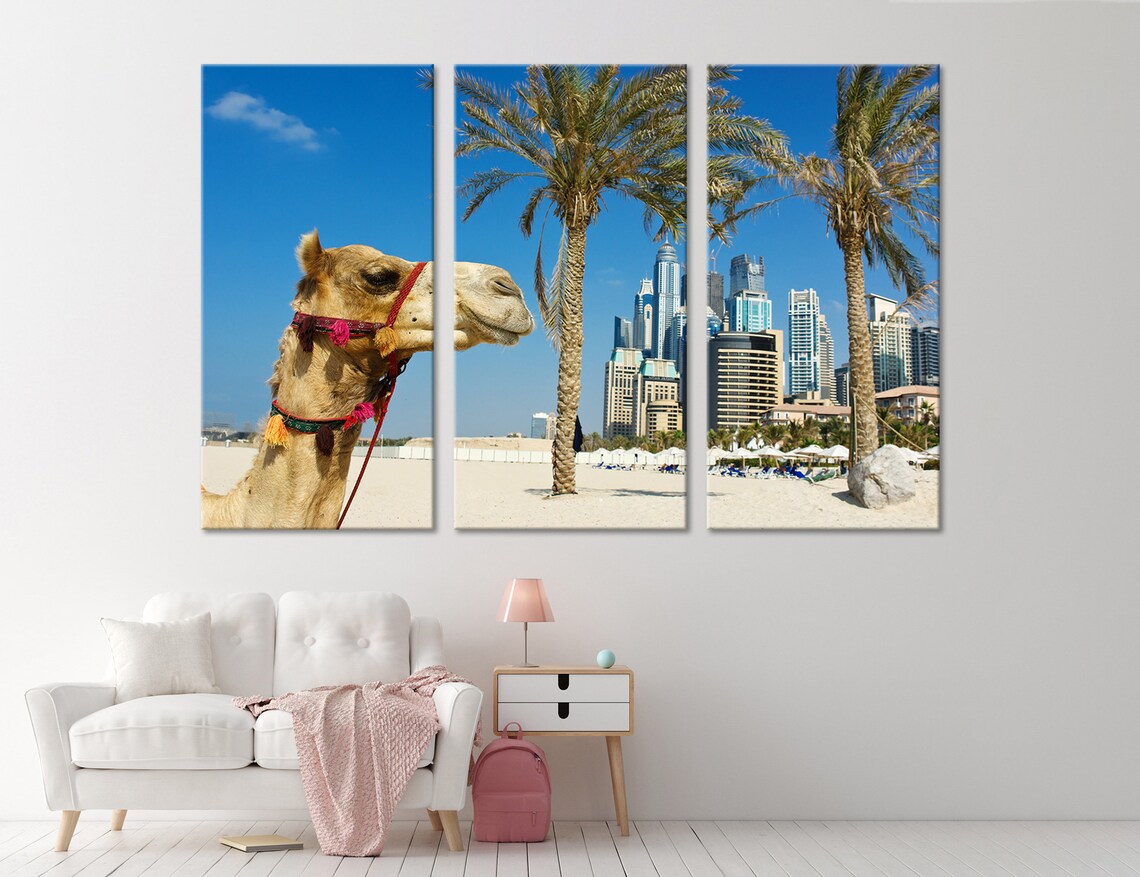 Camel at the Urban Building Background of Dubai Wall Art UAE Etsy