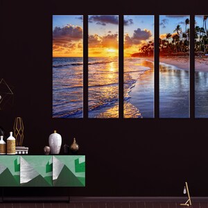 Brilliant Ocean Print, Beach Canvas Art, Sunset Extra Large Decor, Sunset Large Wall Art