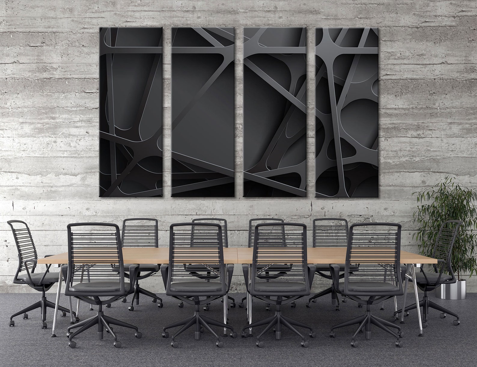 3D Effect Wall Art Black Abstract Wall Decor Abstract Canvas Etsy Canada