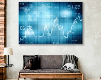 Digital Business Graph Canvas Print, Stock Exchange Wall Decor, Office Decor, Office Artwork