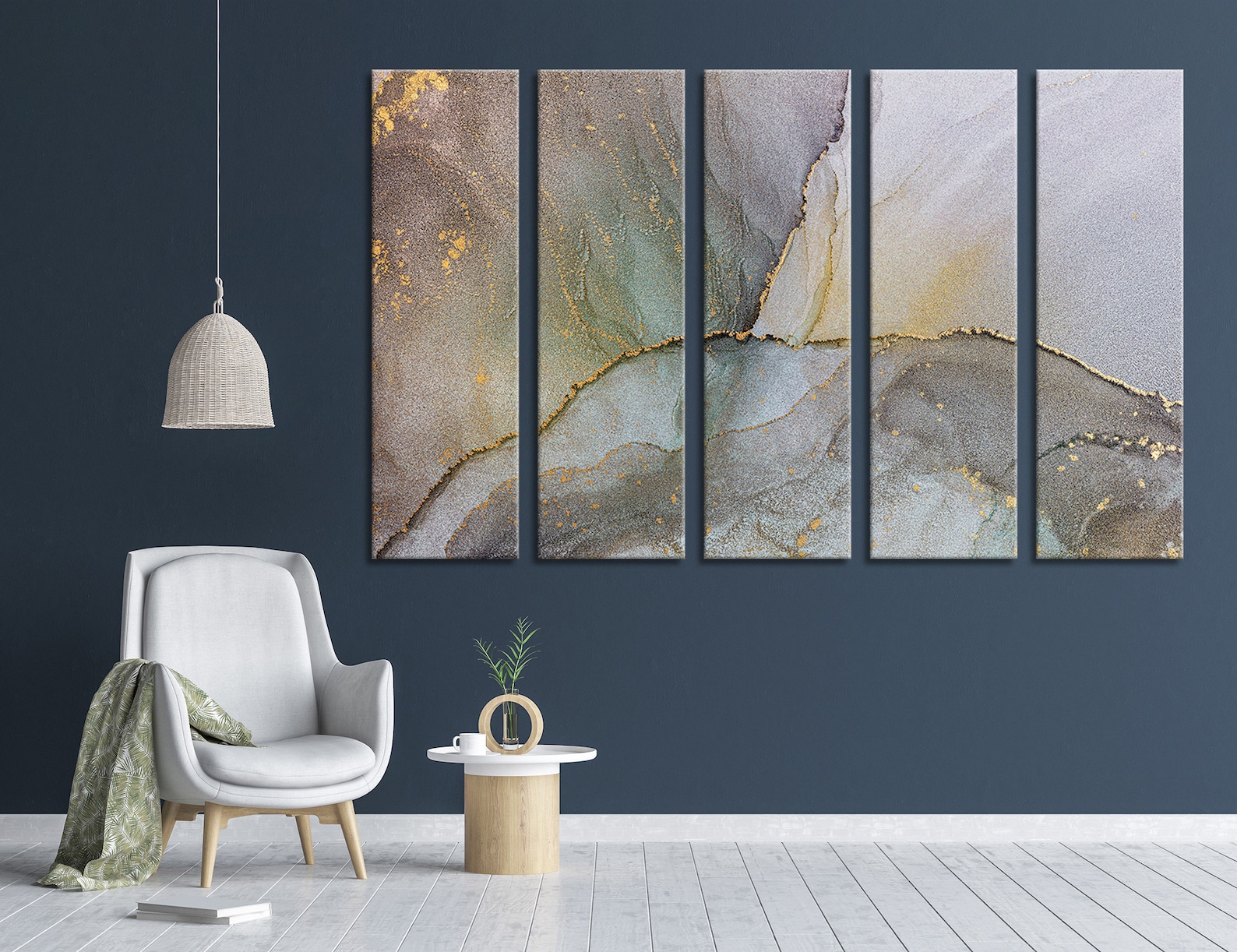 2-teilige Leinwand Wandbilder Set - Abstrakt Rosa Gold Marmor Design 60x80cm