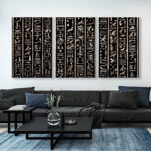 Ancient Panoramic Egyptian Hieroglyphs Canvas Print Set - Huge Piece of Art