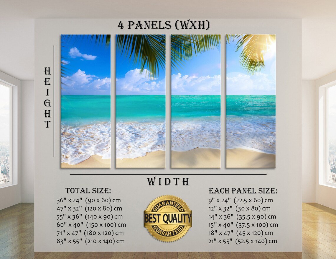 Large Wall Art Canvas Print Tropical Island Beach Ocean Extra Etsy