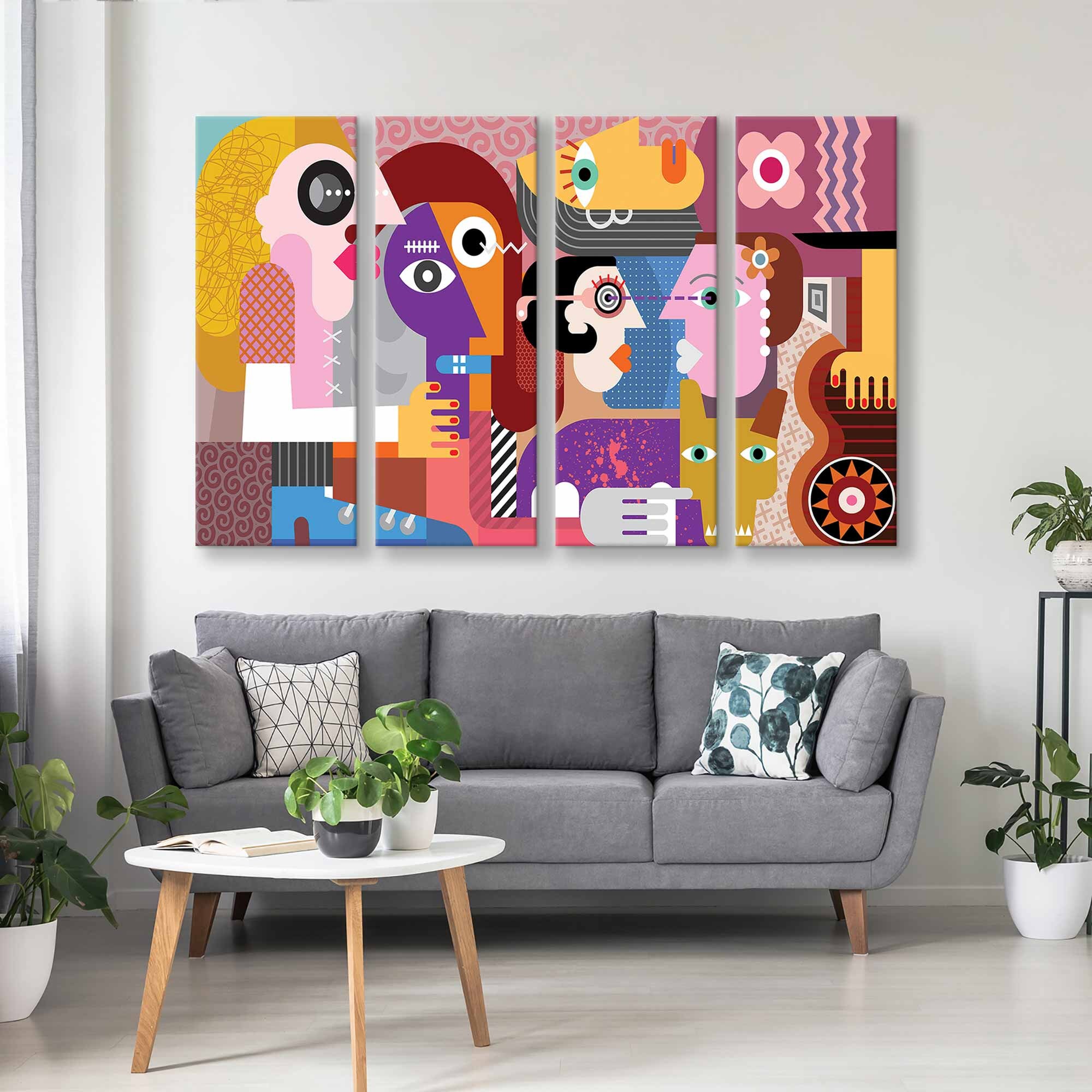 Contemporary Abstract Geometric Wall Art, Extra Large Modern Decor ...