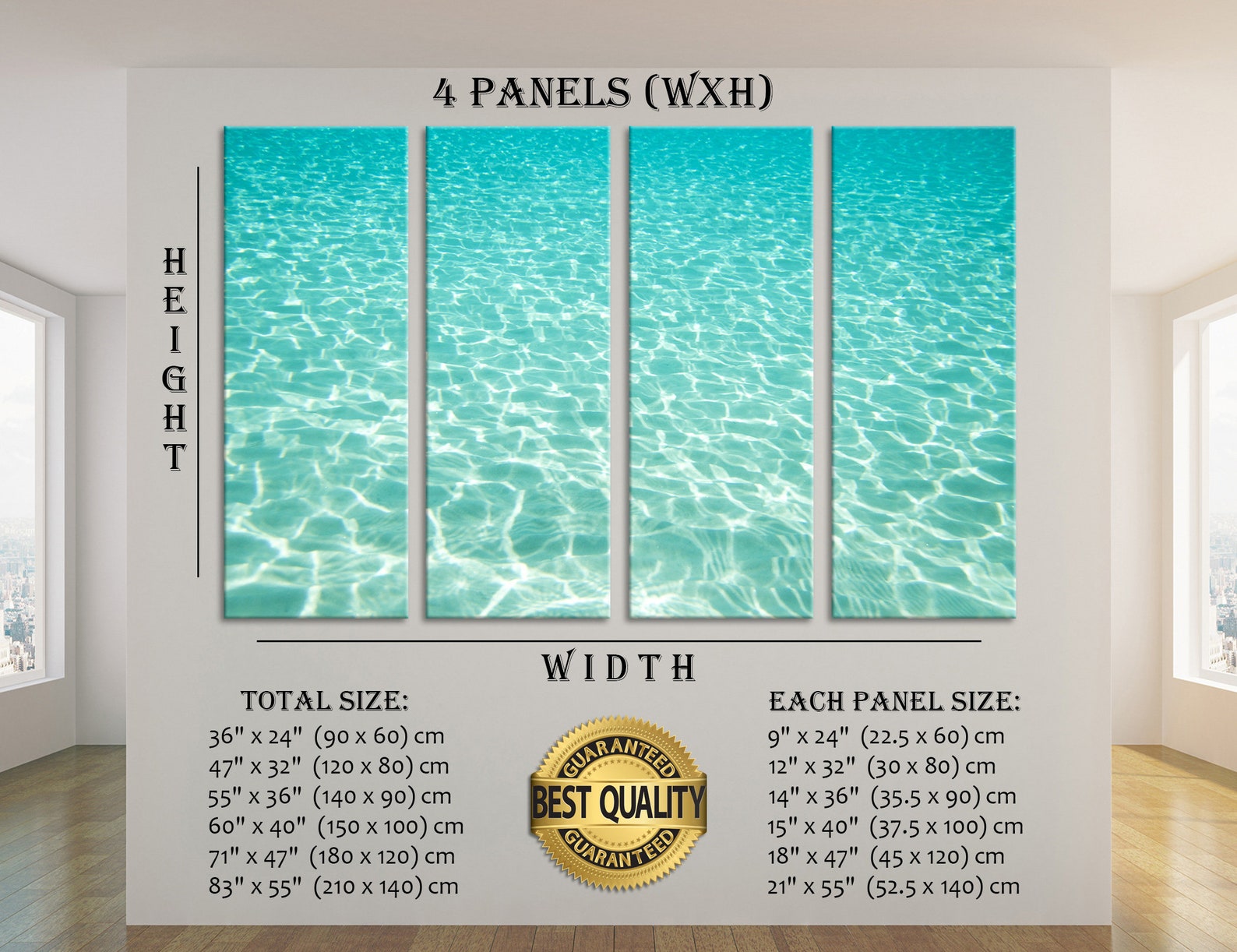2 Panels Azure Sea Wall Art Water Wall Art Ocean Wall Decor Etsy