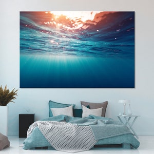 Arte subaquática Arte de parede subaquática Arte de parede submarina Decoração de parede submarina Arte de impressão em tela Arte de parede do mar Conjunto de tela Impressão oceânica em tela