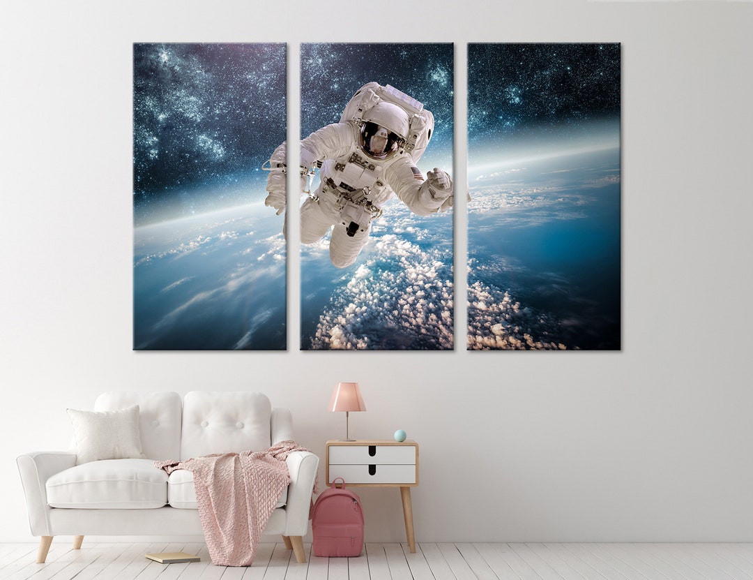 Earth From Space Wall Decor Astronaut Canvas Print Space Wall Art ...