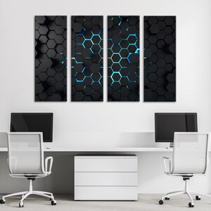 Contemporary Geometric Abstract Wall Art, Contemporary 3D Wall Decor, Contemporary Canvas Print, Abstract Canvas Set, Abstract Wall Art Set