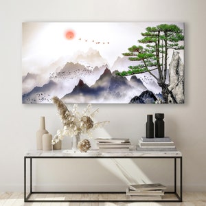 Japanese Canvas Print, Japan Home Decor, Mountain Wall Art