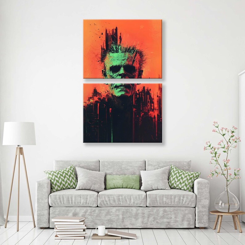 Monster Wall Art Canvas Print, Psihodelici Spooky Wall Art, Abstract ...