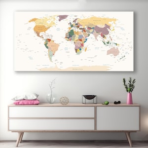 Décoration murale carte du monde moderne - Édition blanche