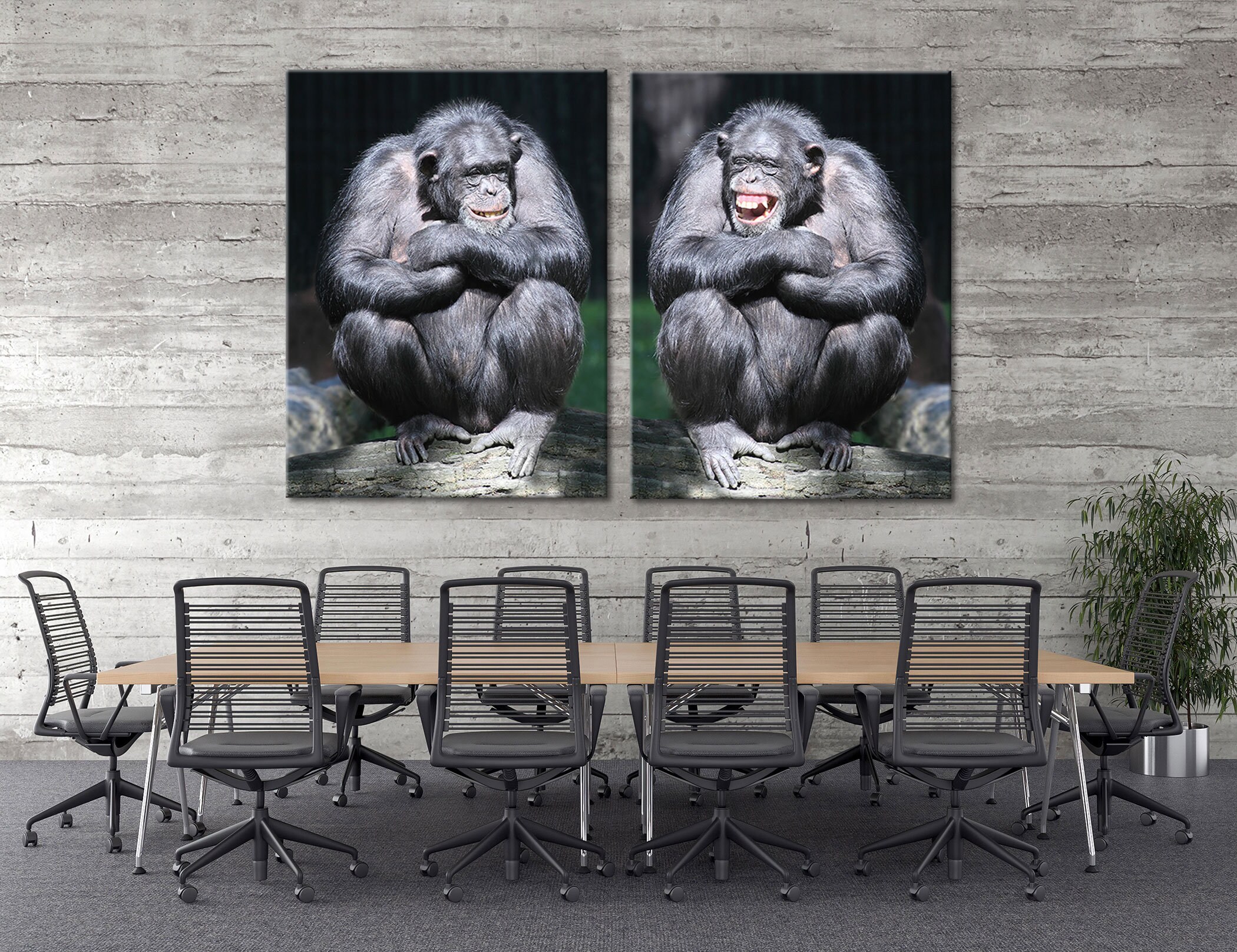 2 Monkeys Wall Art Monkeys Wall Decor Monkeys Canvas Monkeys Etsy