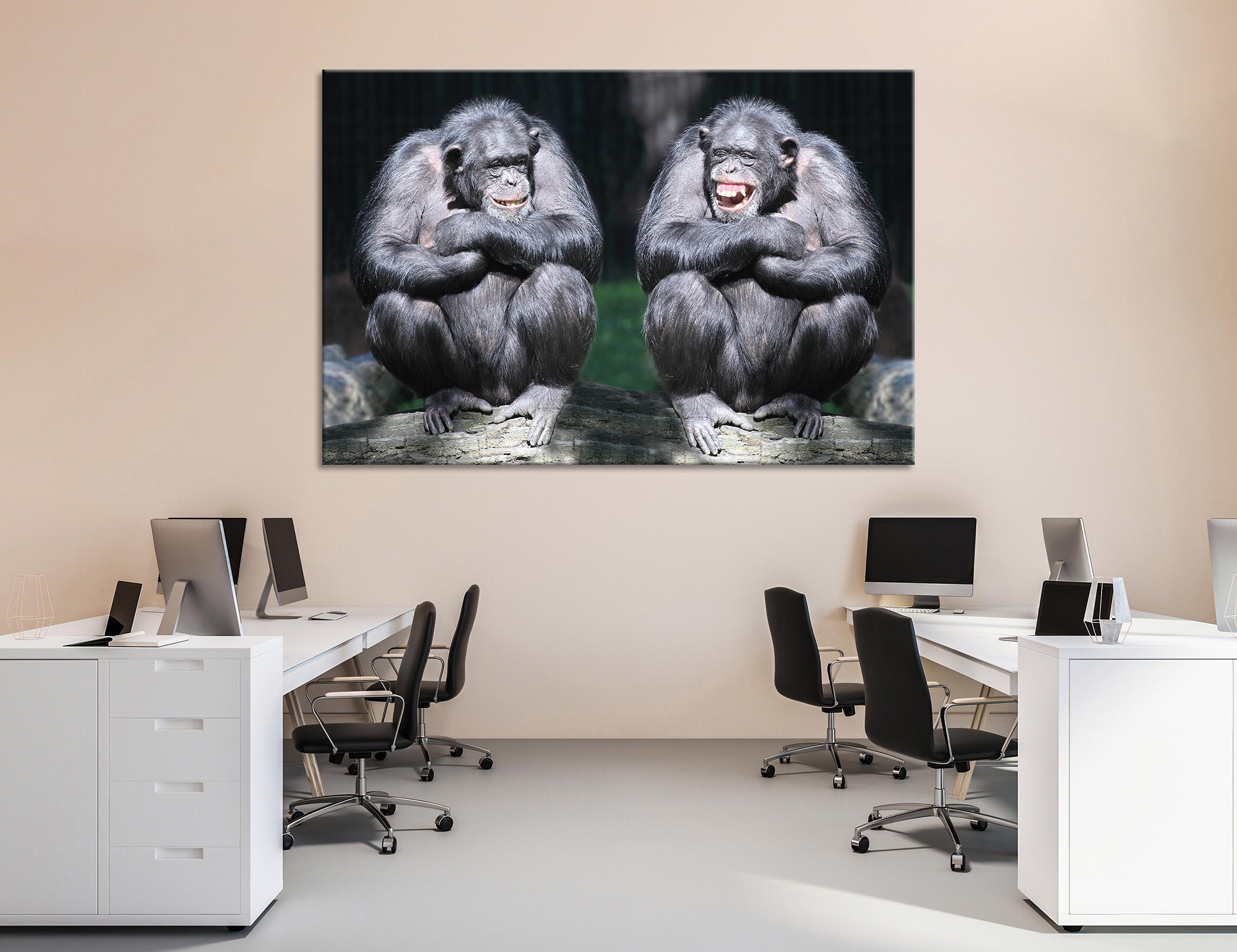 2 Monkeys Wall Art Monkeys Wall Decor Monkeys Canvas Monkeys | Etsy