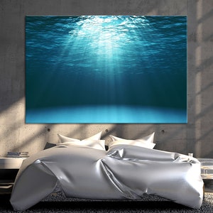 Sun Rays Under Water Canvas Set Underwater Canvas Print Underwater Wall Art Underwater Print Wall Decor Blue Art Blue Wall Decor Artwork