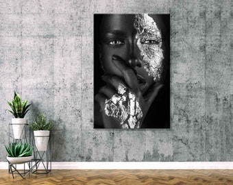 Black Girl With Golden Makeup Fashion Canvas Art African Print - Etsy