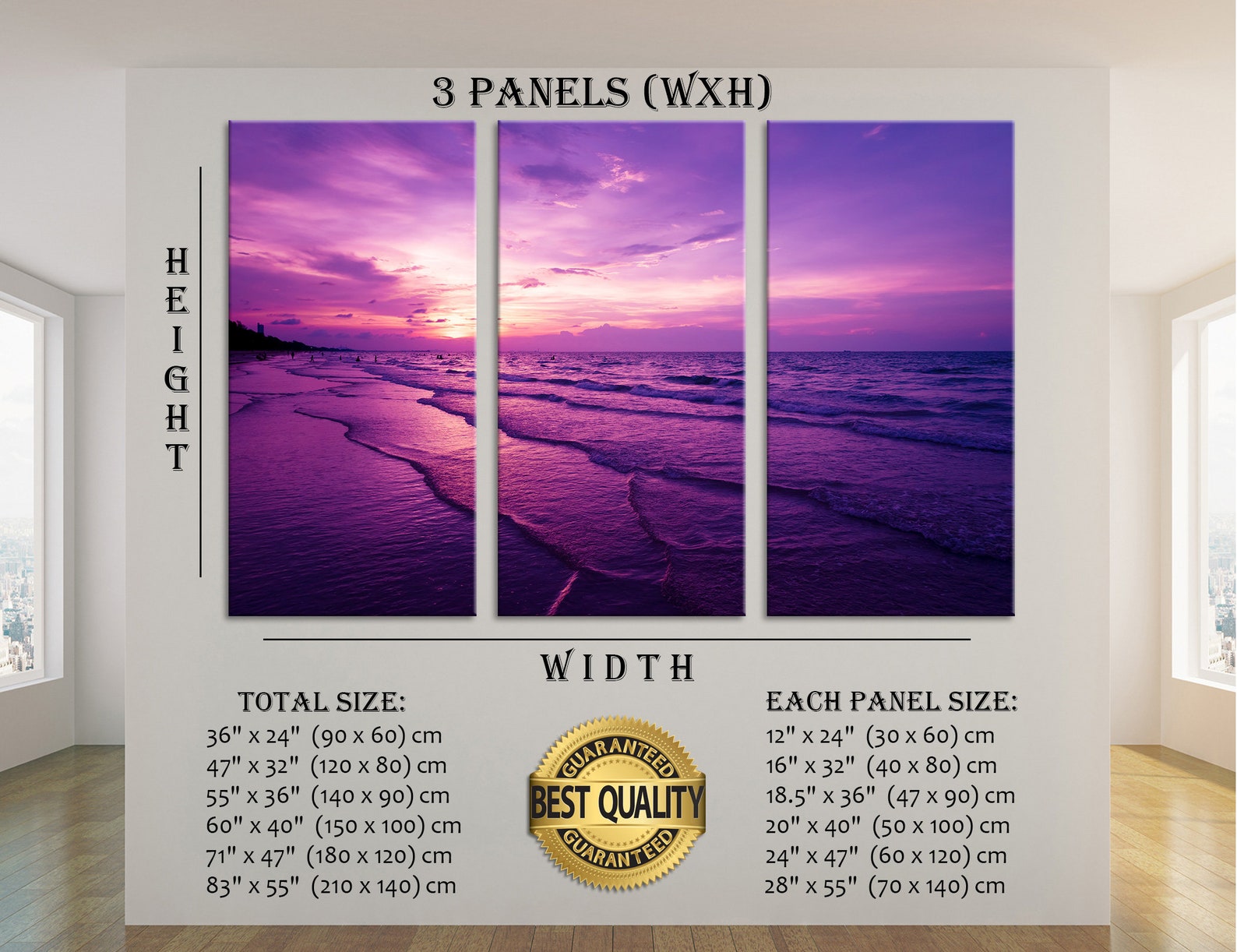 Beach in Purple Sea Canvas Wall Art Beach Wall Decor Beach Etsy