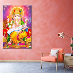 Lord Ganesha Canvas Print, Hindu God Wall Art, Lord Ganesha Wall Decor