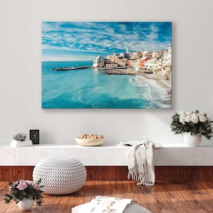 Tyrrhenian Sea Wall Art - Coast of Italy Canvas Print - Blue Wall Decor Canvas Set