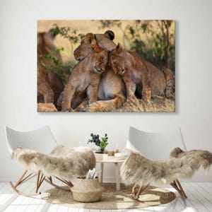 Lion&#39;s Pride Wall Art - Majestic Lion and Lioness Canvas Print - Wild Cat Art for Home Decor